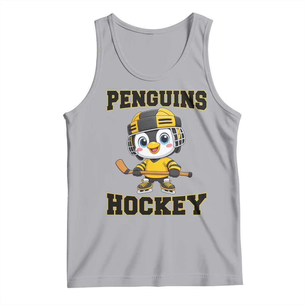 Funny Penguin Playing Ice Hockey Tank Top Winter Sports Gift - Wonder Print Shop