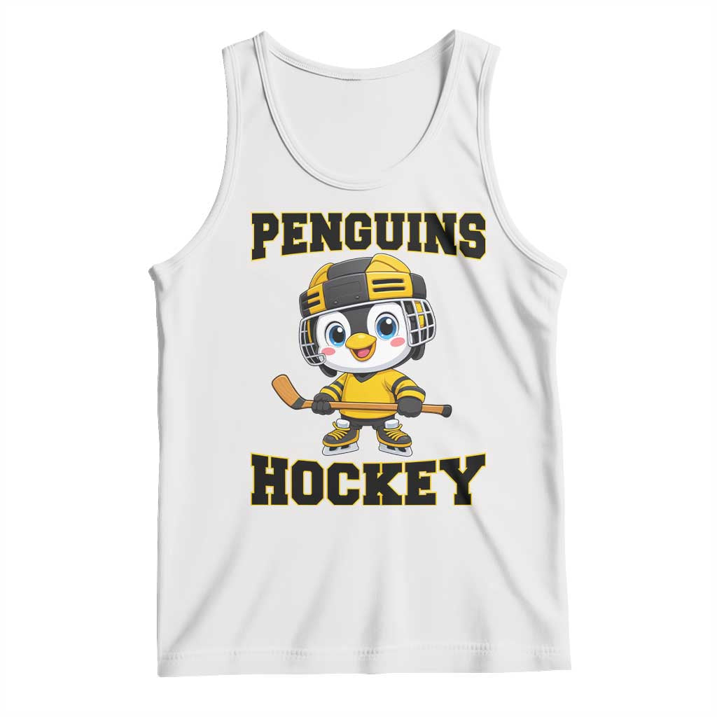 Funny Penguin Playing Ice Hockey Tank Top Winter Sports Gift - Wonder Print Shop