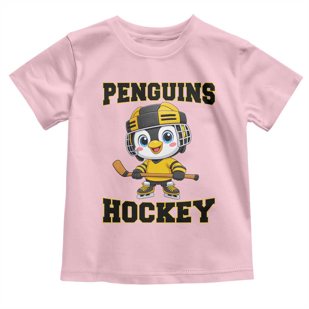 Funny Penguin Playing Ice Hockey Toddler T Shirt Winter Sports Gift - Wonder Print Shop