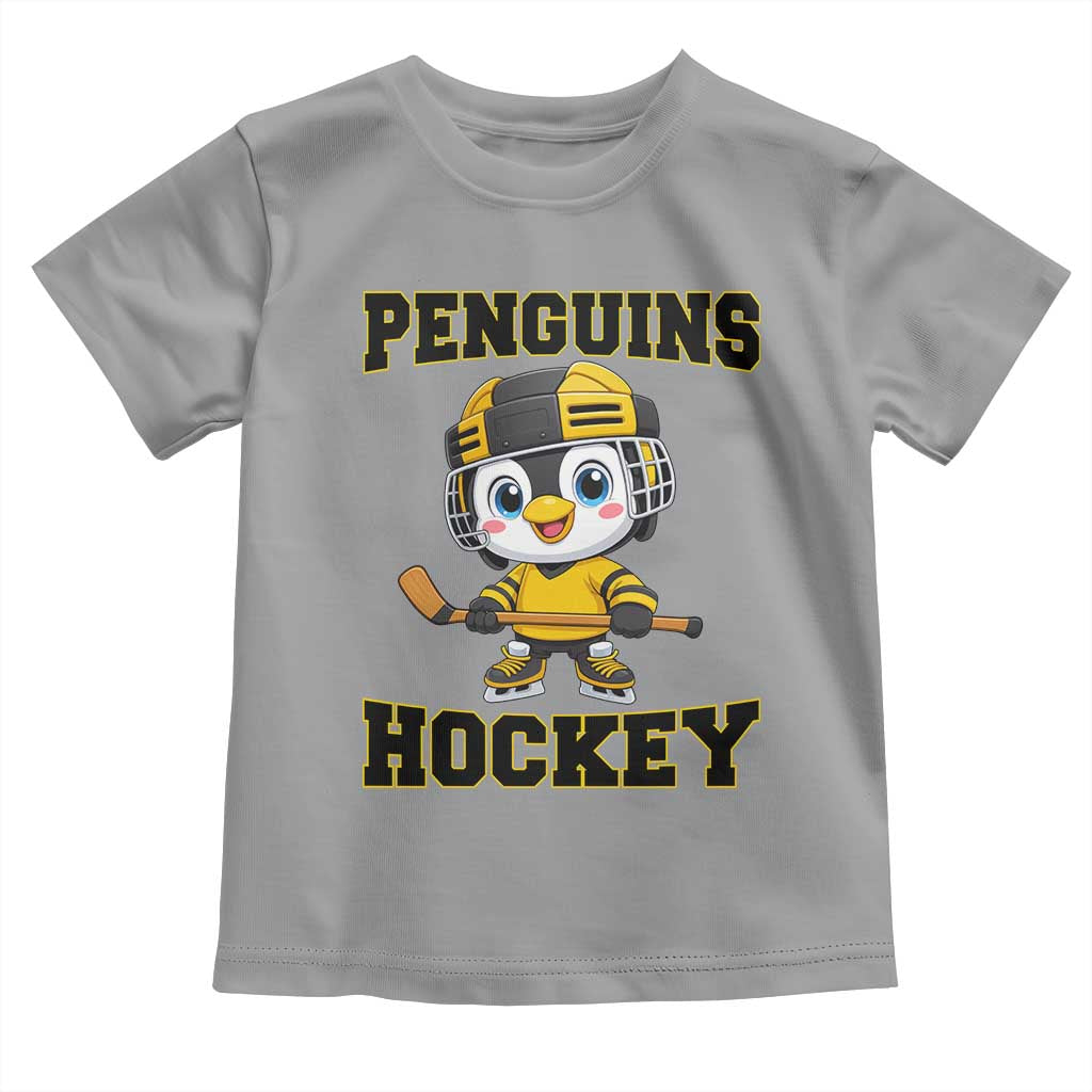 Funny Penguin Playing Ice Hockey Toddler T Shirt Winter Sports Gift - Wonder Print Shop