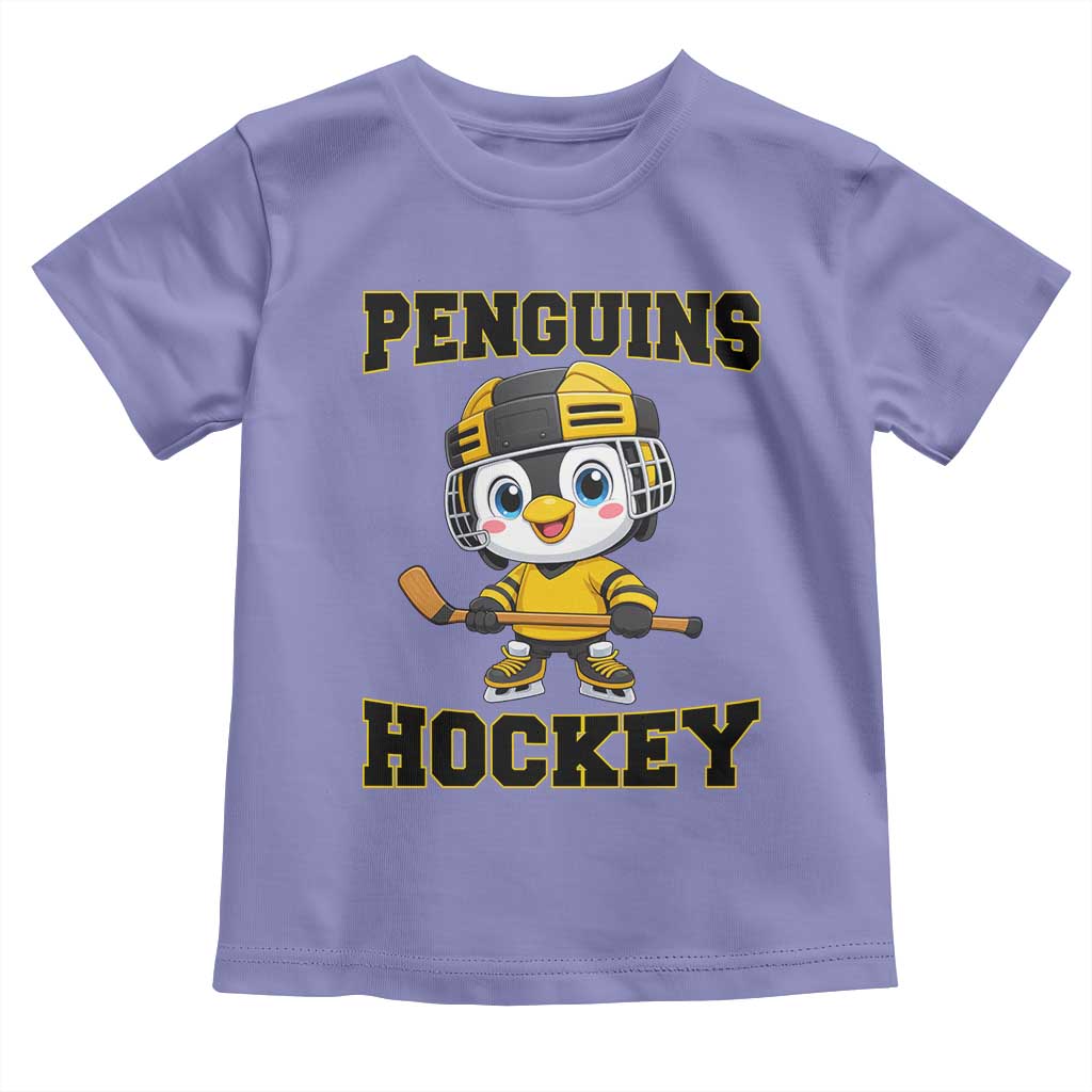 Funny Penguin Playing Ice Hockey Toddler T Shirt Winter Sports Gift - Wonder Print Shop