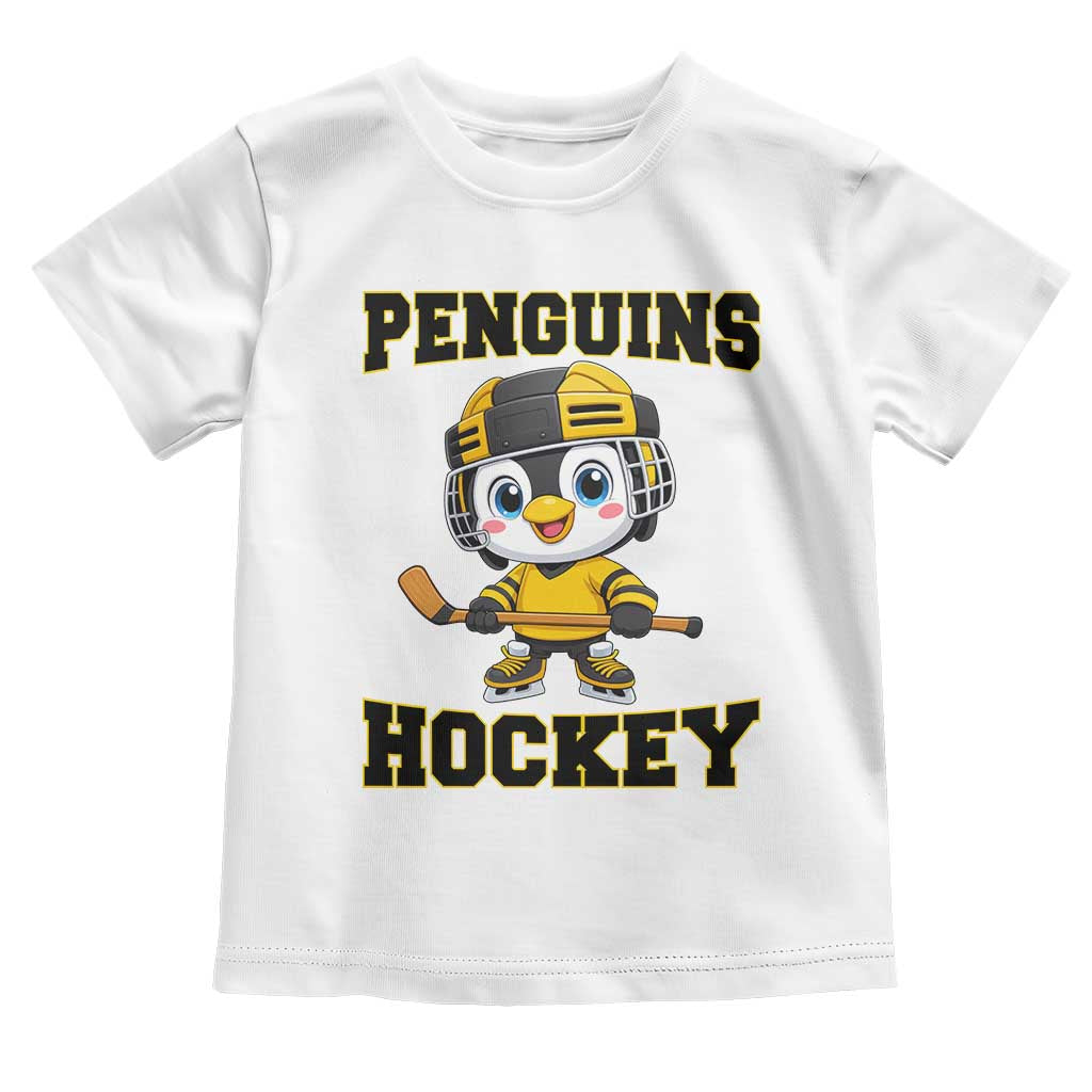 Funny Penguin Playing Ice Hockey Toddler T Shirt Winter Sports Gift - Wonder Print Shop