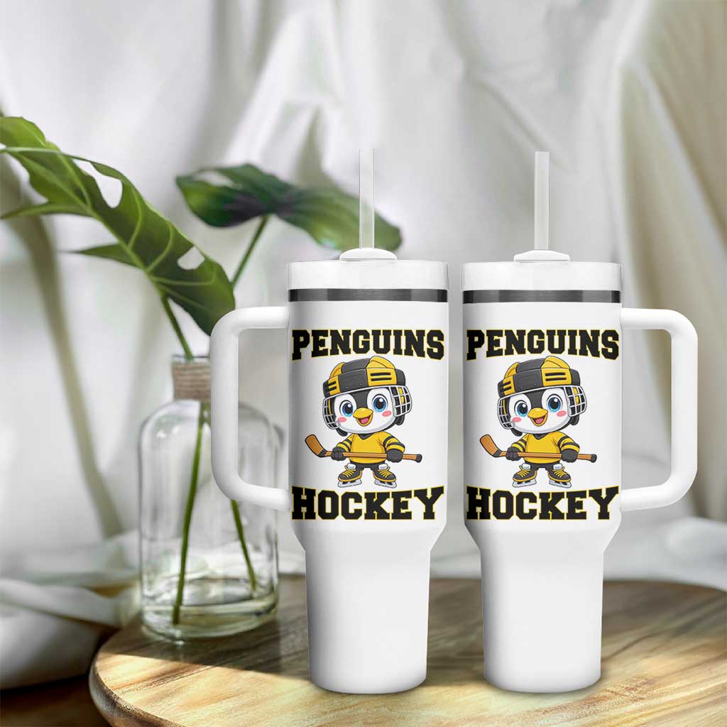 Funny Penguin Playing Ice Hockey Tumbler With Handle Winter Sports Gift - Wonder Print Shop