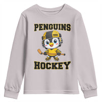 Funny Penguin Playing Ice Hockey Youth Sweatshirt Winter Sports Gift - Wonder Print Shop