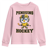 Funny Penguin Playing Ice Hockey Youth Sweatshirt Winter Sports Gift - Wonder Print Shop