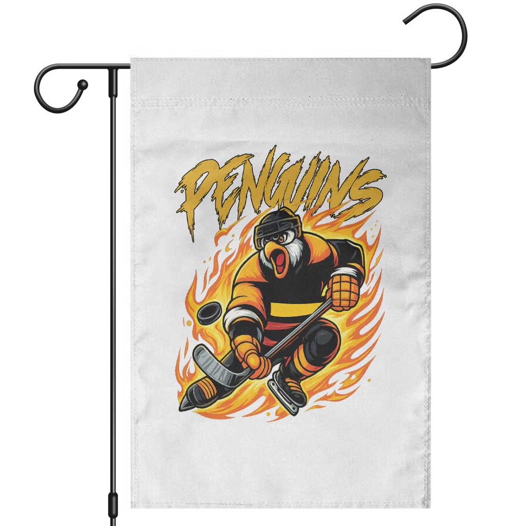 Penguin Playing Ice Hockey Garden Flag Funny Sports Fan Gift - Wonder Print Shop