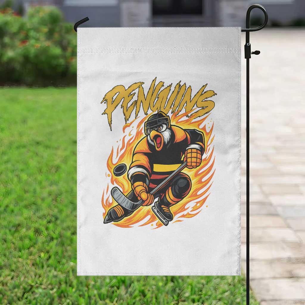 Penguin Playing Ice Hockey Garden Flag Funny Sports Fan Gift - Wonder Print Shop