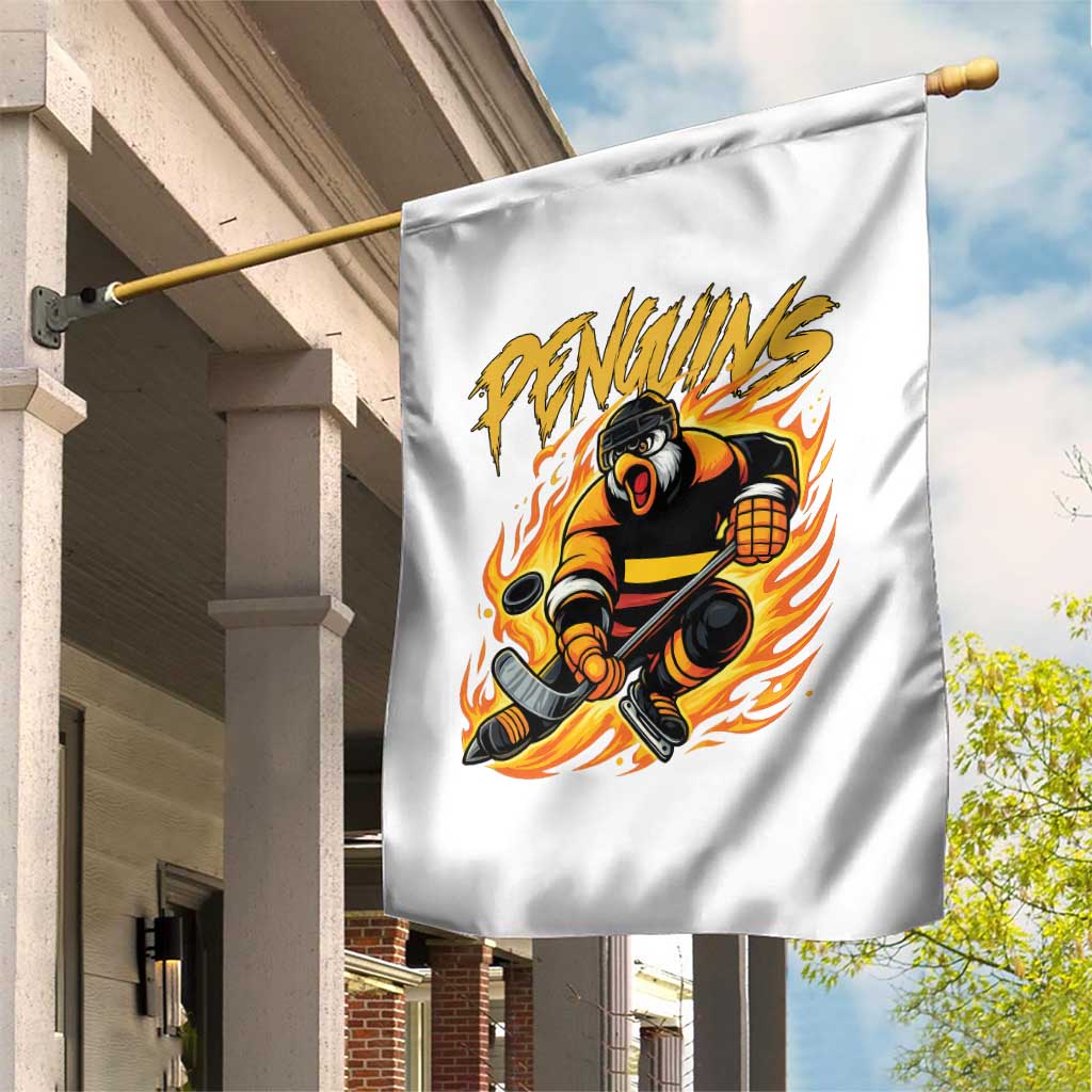 Penguin Playing Ice Hockey Garden Flag Funny Sports Fan Gift - Wonder Print Shop