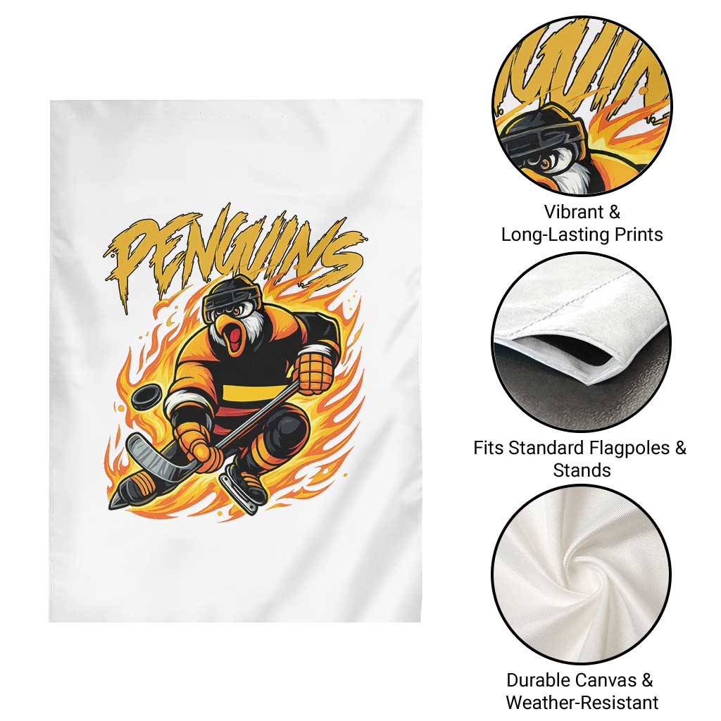 Penguin Playing Ice Hockey Garden Flag Funny Sports Fan Gift - Wonder Print Shop
