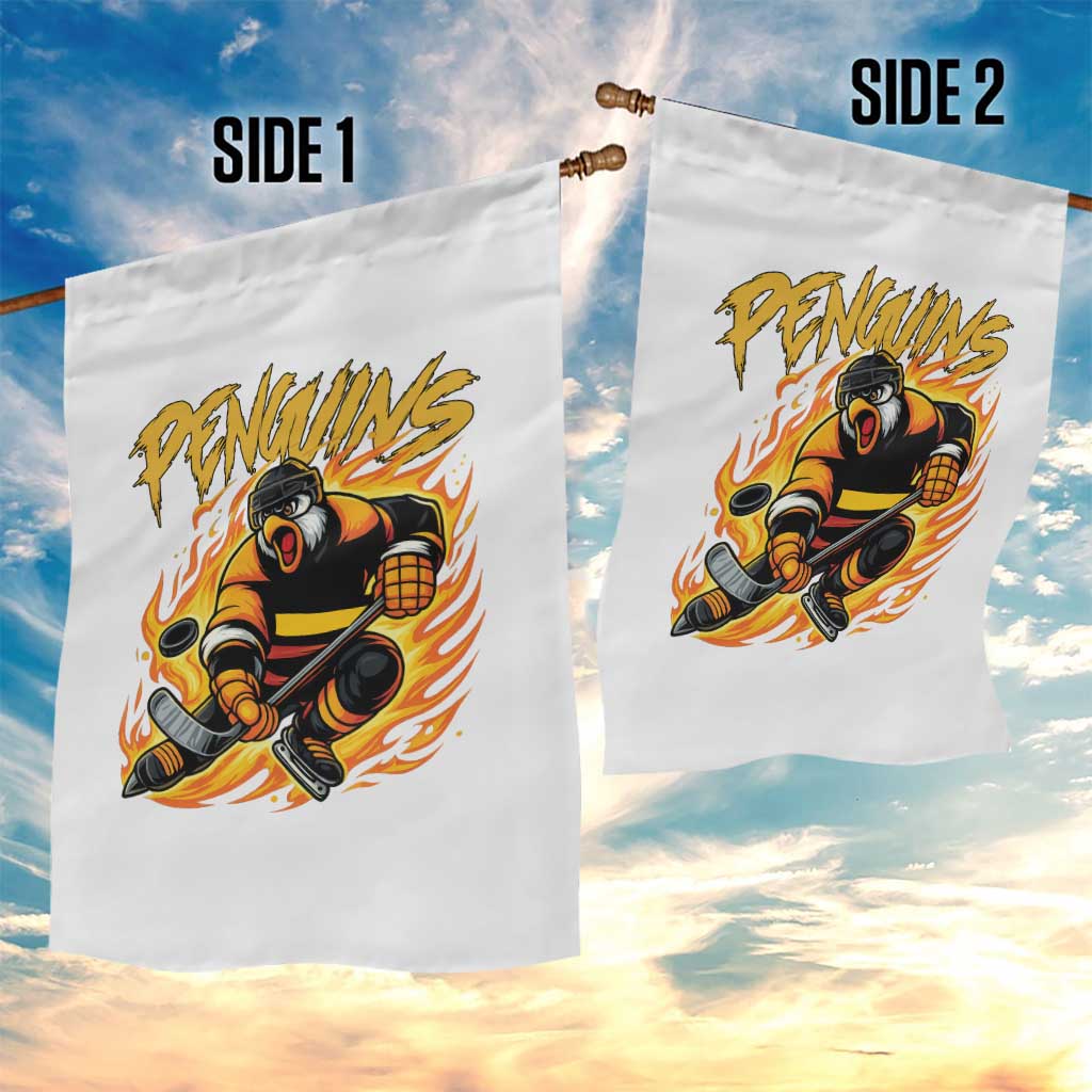 Penguin Playing Ice Hockey Garden Flag Funny Sports Fan Gift - Wonder Print Shop