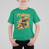 Penguin Playing Ice Hockey T Shirt For Kid Funny Sports Fan Gift - Wonder Print Shop