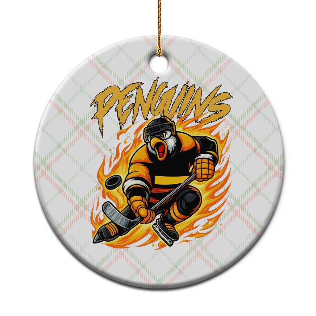 Penguin Playing Ice Hockey Ceramic Ornament Funny Sports Fan Gift - Wonder Print Shop