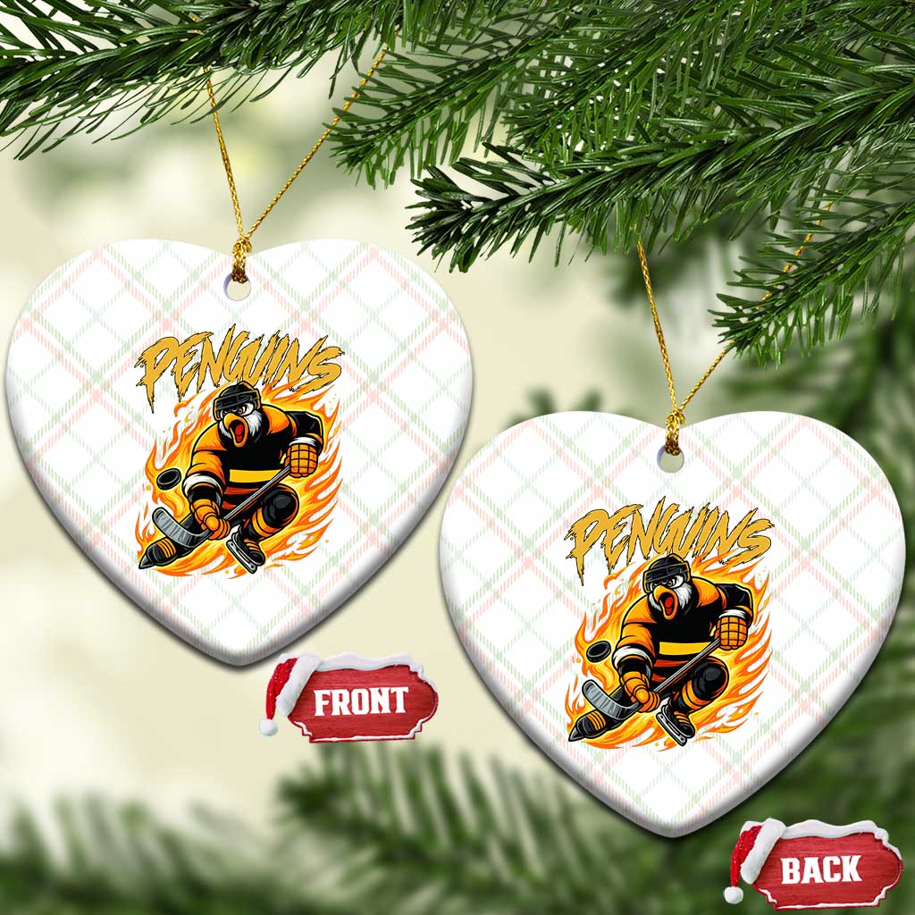 Penguin Playing Ice Hockey Ceramic Ornament Funny Sports Fan Gift - Wonder Print Shop