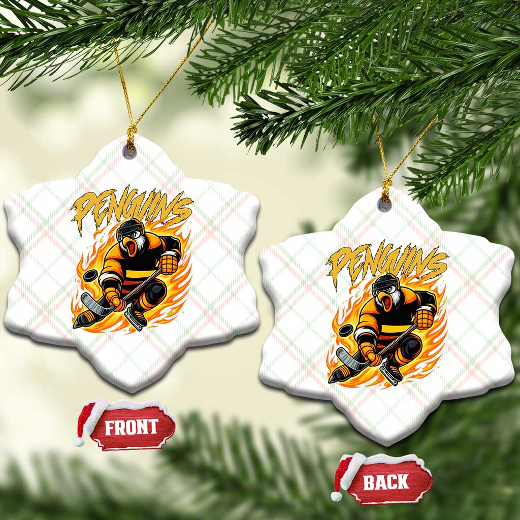 Penguin Playing Ice Hockey Ceramic Ornament Funny Sports Fan Gift - Wonder Print Shop