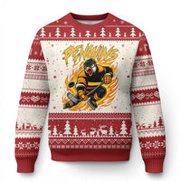 Penguin Playing Ice Hockey Ugly Christmas Sweater Funny Sports Fan Gift - Wonder Print Shop