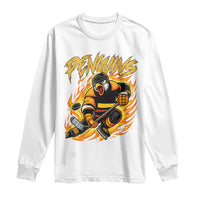 Penguin Playing Ice Hockey Long Sleeve Shirt Funny Sports Fan Gift - Wonder Print Shop