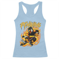 Penguin Playing Ice Hockey Racerback Tank Top Funny Sports Fan Gift - Wonder Print Shop