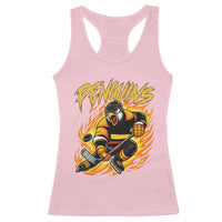 Penguin Playing Ice Hockey Racerback Tank Top Funny Sports Fan Gift - Wonder Print Shop