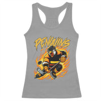 Penguin Playing Ice Hockey Racerback Tank Top Funny Sports Fan Gift - Wonder Print Shop
