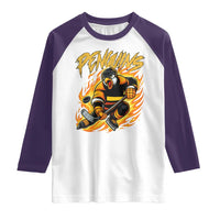 Penguin Playing Ice Hockey Raglan Shirt Funny Sports Fan Gift - Wonder Print Shop