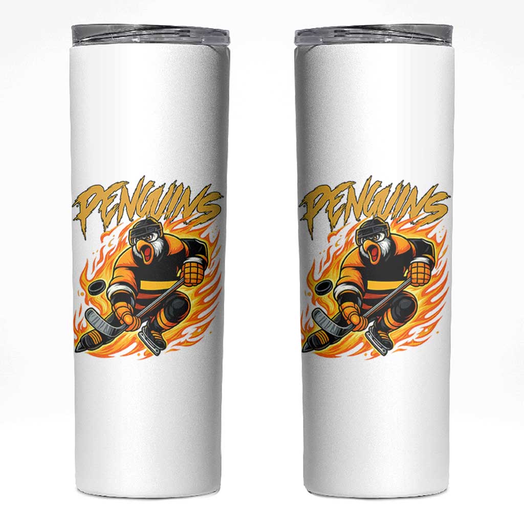 Penguin Playing Ice Hockey Skinny Tumbler Funny Sports Fan Gift - Wonder Print Shop