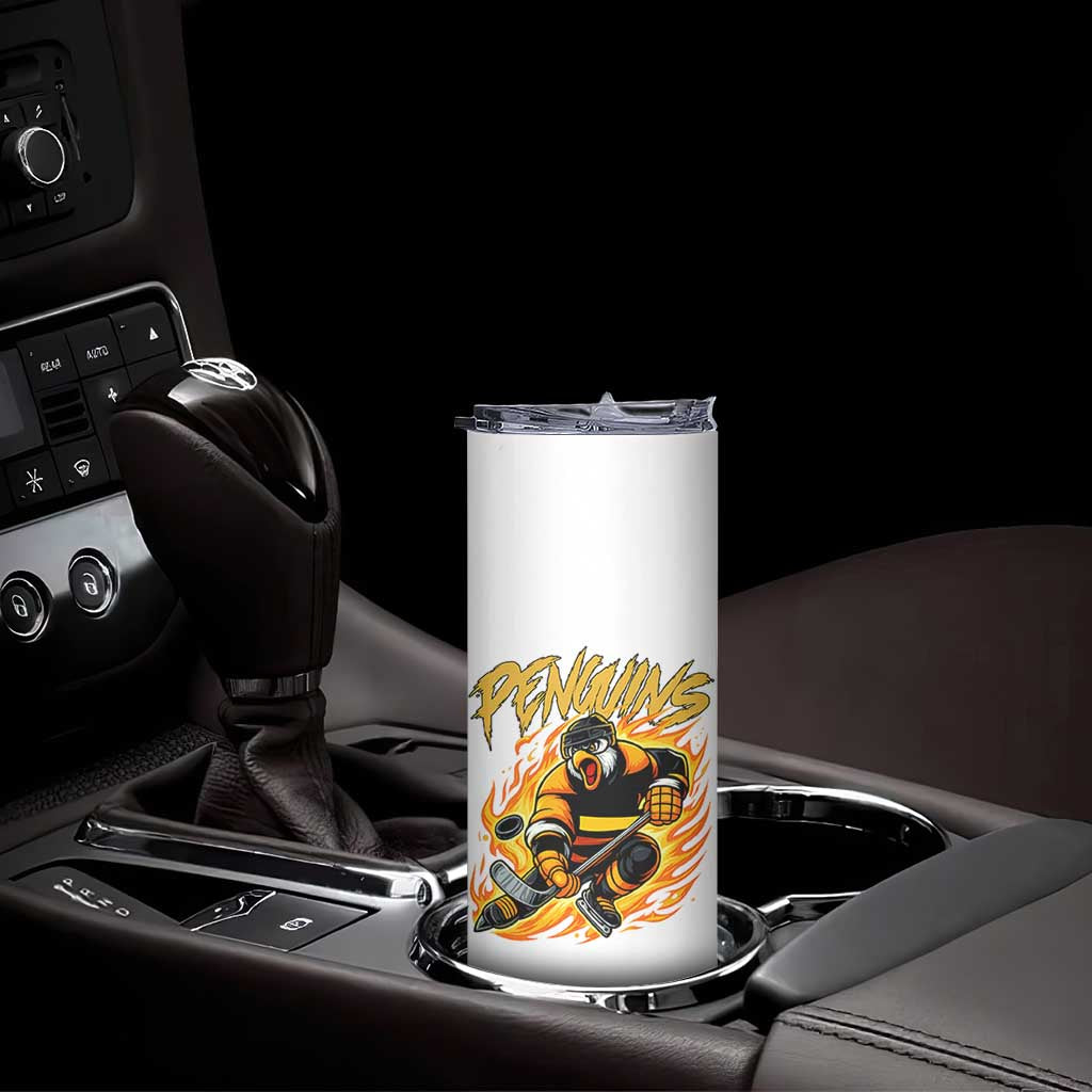 Penguin Playing Ice Hockey Skinny Tumbler Funny Sports Fan Gift - Wonder Print Shop