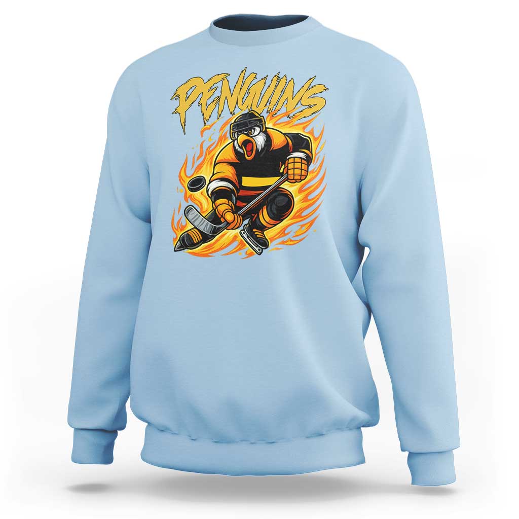 Penguin Playing Ice Hockey Sweatshirt Funny Sports Fan Gift - Wonder Print Shop