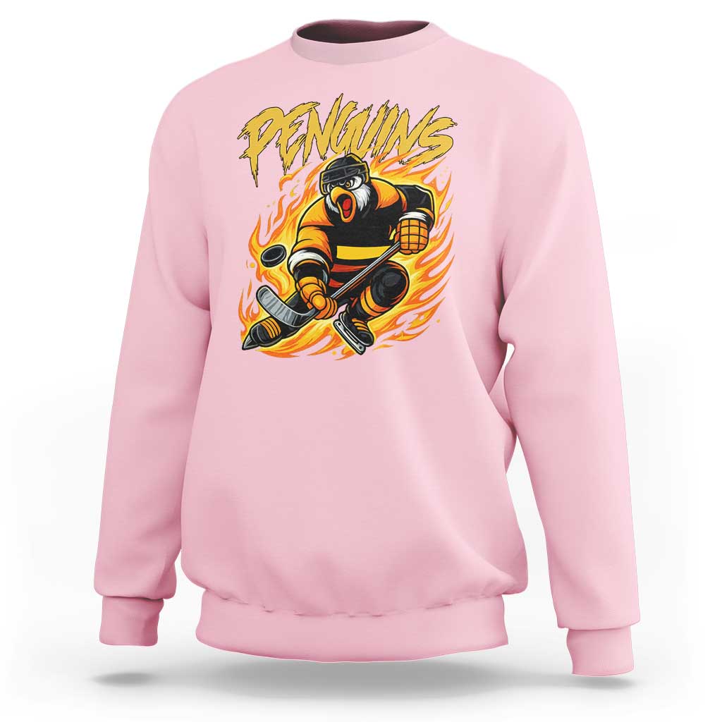 Penguin Playing Ice Hockey Sweatshirt Funny Sports Fan Gift - Wonder Print Shop