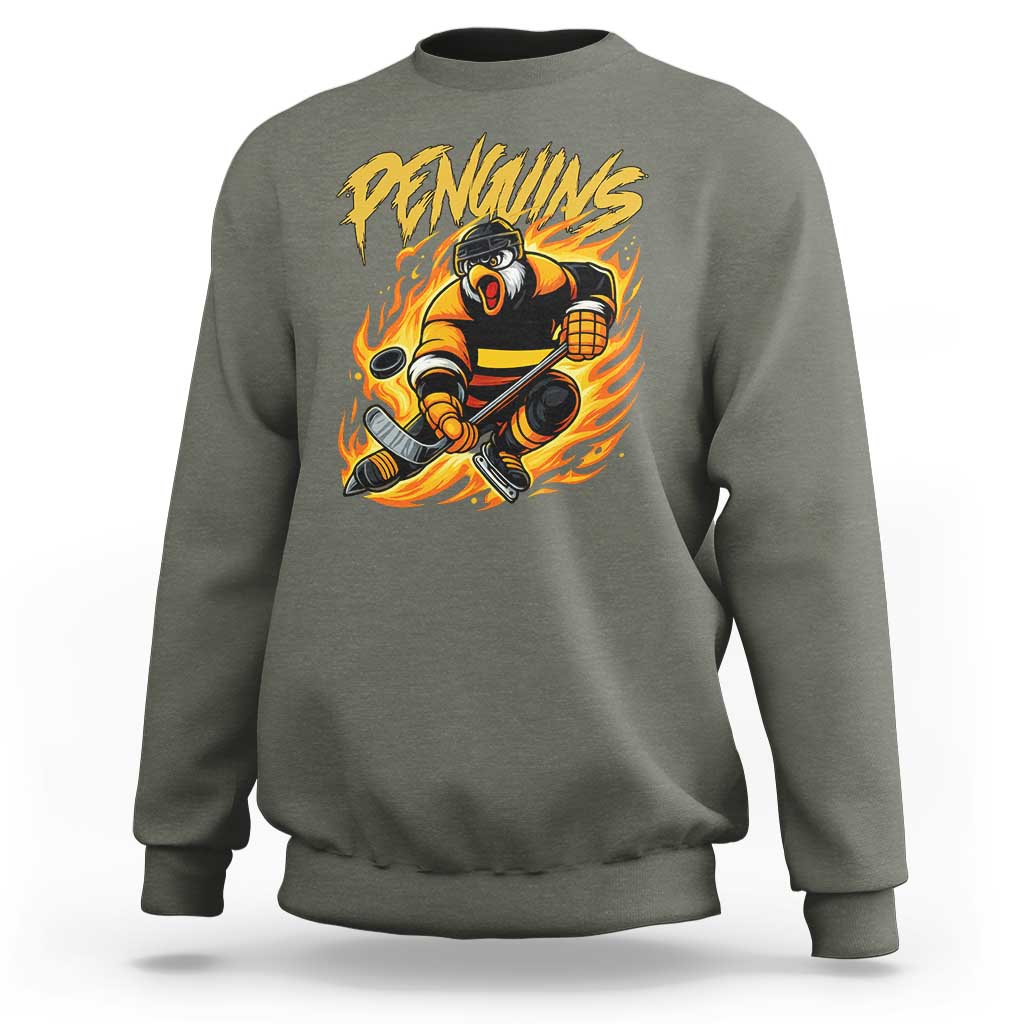 Penguin Playing Ice Hockey Sweatshirt Funny Sports Fan Gift - Wonder Print Shop
