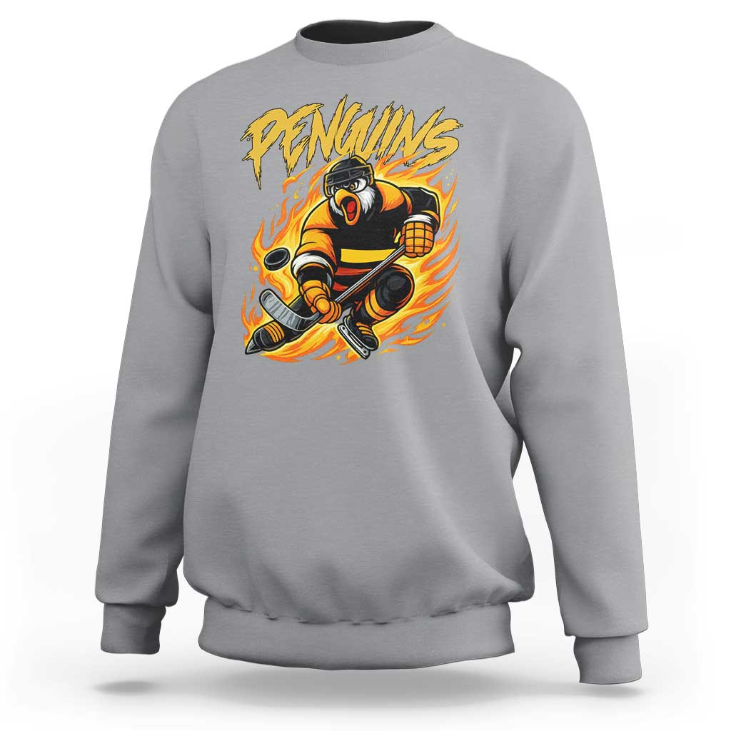 Penguin Playing Ice Hockey Sweatshirt Funny Sports Fan Gift - Wonder Print Shop