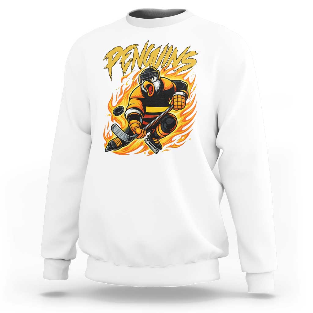 Penguin Playing Ice Hockey Sweatshirt Funny Sports Fan Gift - Wonder Print Shop