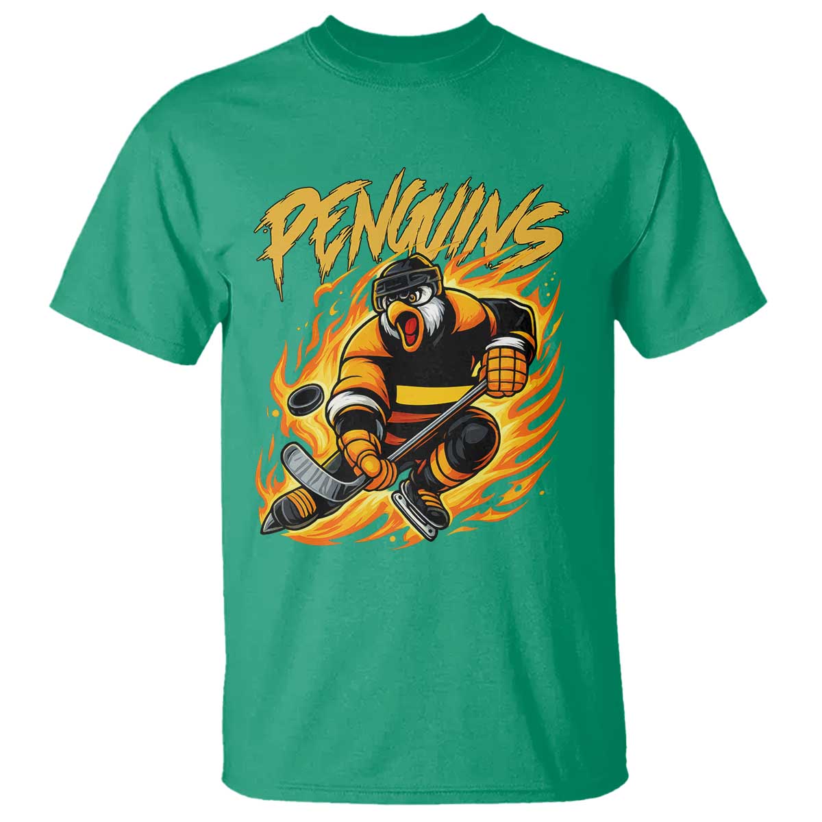 Penguin Playing Ice Hockey T Shirt Funny Sports Fan Gift - Wonder Print Shop