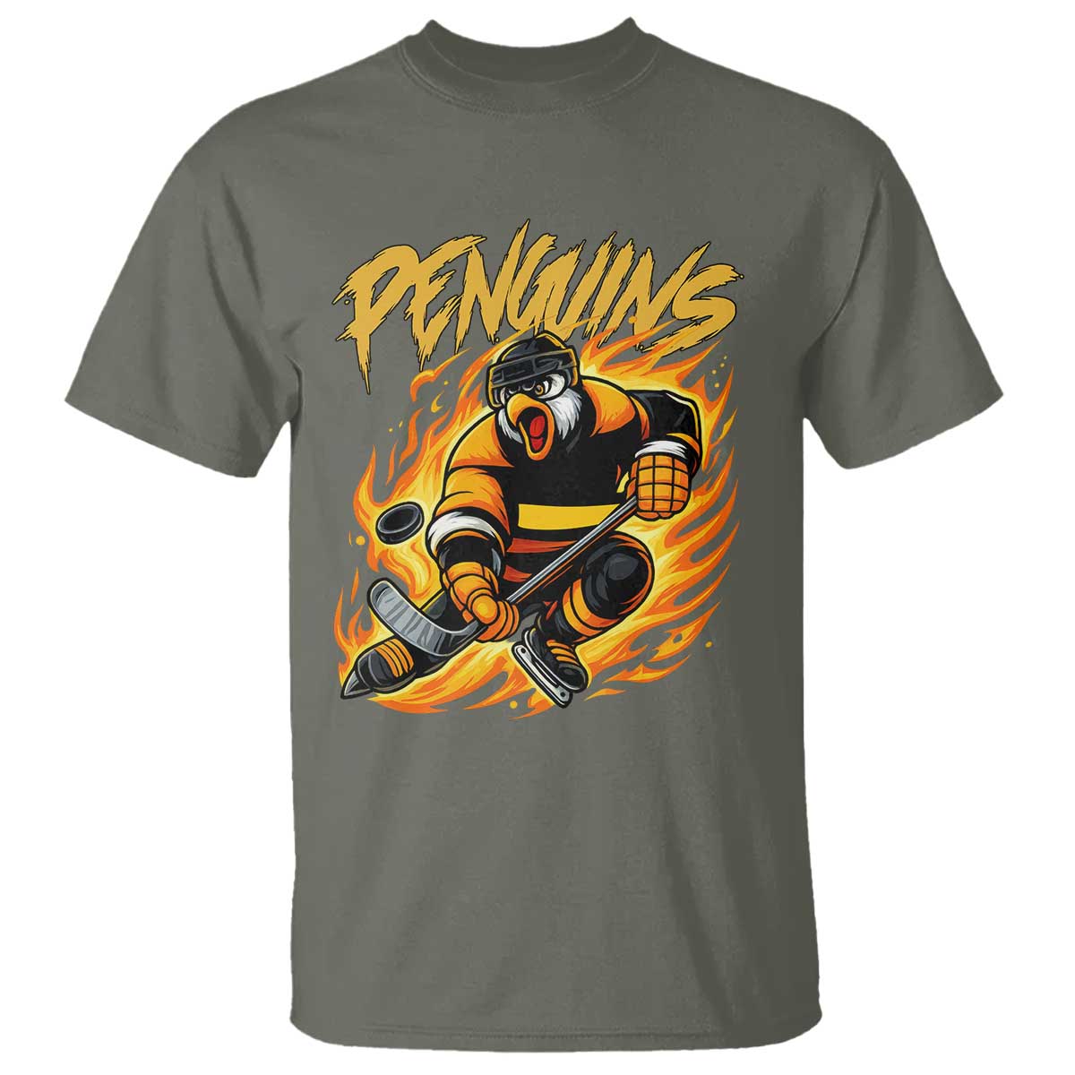 Penguin Playing Ice Hockey T Shirt Funny Sports Fan Gift - Wonder Print Shop
