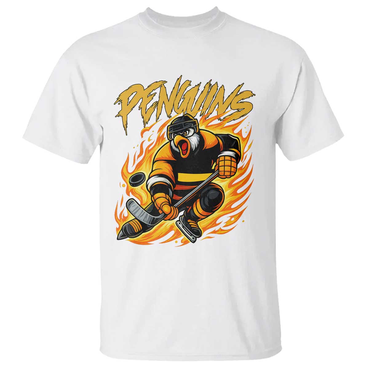 Penguin Playing Ice Hockey T Shirt Funny Sports Fan Gift - Wonder Print Shop