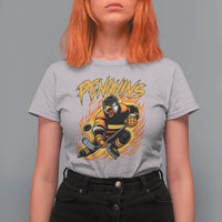 Penguin Playing Ice Hockey T Shirt For Women Funny Sports Fan Gift - Wonder Print Shop