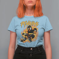 Penguin Playing Ice Hockey T Shirt For Women Funny Sports Fan Gift - Wonder Print Shop