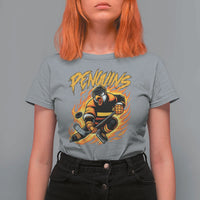 Penguin Playing Ice Hockey T Shirt For Women Funny Sports Fan Gift - Wonder Print Shop