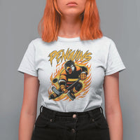 Penguin Playing Ice Hockey T Shirt For Women Funny Sports Fan Gift - Wonder Print Shop