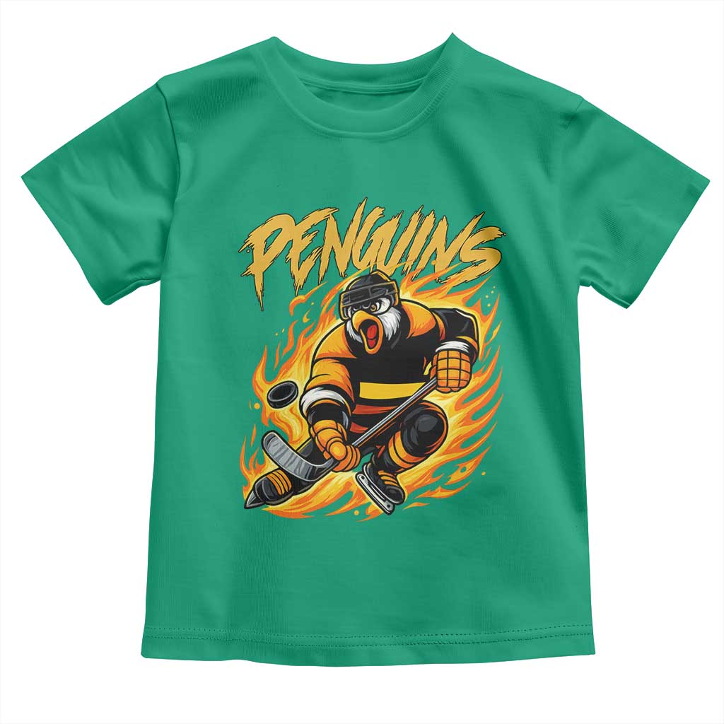 Penguin Playing Ice Hockey Toddler T Shirt Funny Sports Fan Gift - Wonder Print Shop