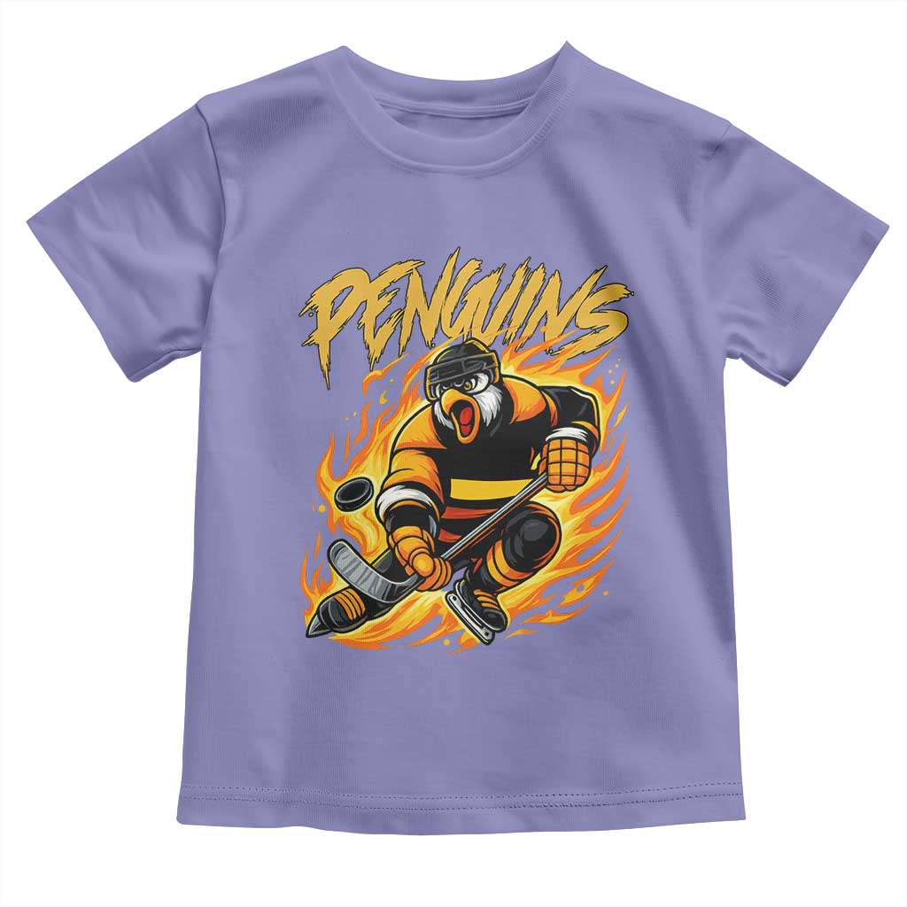 Penguin Playing Ice Hockey Toddler T Shirt Funny Sports Fan Gift - Wonder Print Shop