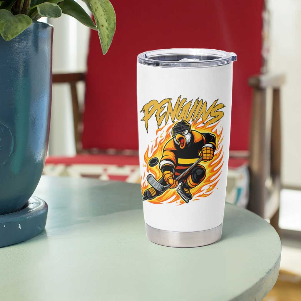 Penguin Playing Ice Hockey Tumbler Cup Funny Sports Fan Gift - Wonder Print Shop