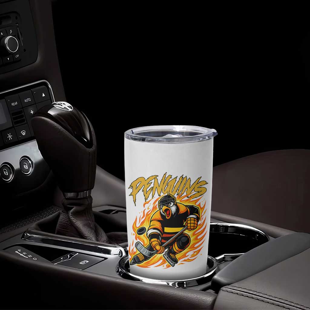 Penguin Playing Ice Hockey Tumbler Cup Funny Sports Fan Gift - Wonder Print Shop