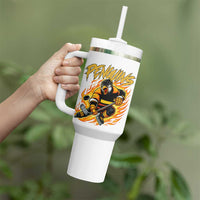 Penguin Playing Ice Hockey Tumbler With Handle Funny Sports Fan Gift - Wonder Print Shop