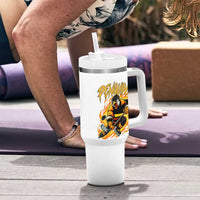 Penguin Playing Ice Hockey Tumbler With Handle Funny Sports Fan Gift - Wonder Print Shop