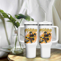 Penguin Playing Ice Hockey Tumbler With Handle Funny Sports Fan Gift - Wonder Print Shop