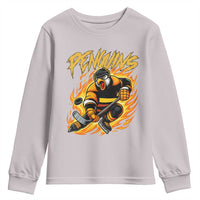 Penguin Playing Ice Hockey Youth Sweatshirt Funny Sports Fan Gift - Wonder Print Shop