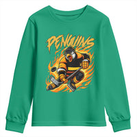 Penguin Playing Ice Hockey Youth Sweatshirt Funny Sports Fan Gift - Wonder Print Shop