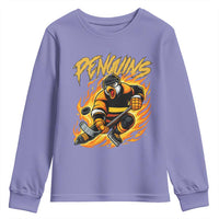 Penguin Playing Ice Hockey Youth Sweatshirt Funny Sports Fan Gift - Wonder Print Shop
