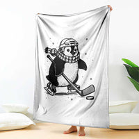 Cute Penguin Playing Ice Hockey Throw Blanket Funny Sports Lover Gift - Wonder Print Shop