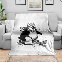 Cute Penguin Playing Ice Hockey Throw Blanket Funny Sports Lover Gift - Wonder Print Shop